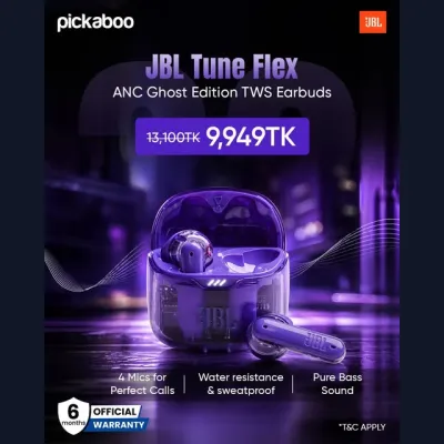 Hear better. Block the noise. Stay in your zone with The JBL Tune Flex ANC Ghost Edition TWS Earbuds